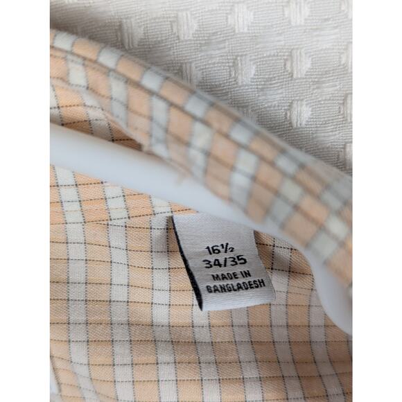 Calvin Klein 16.5 34/35 Shirt Mens Slim Fit Stretch Steel+ Tan Check Non-Iron - Picture 3 of 5